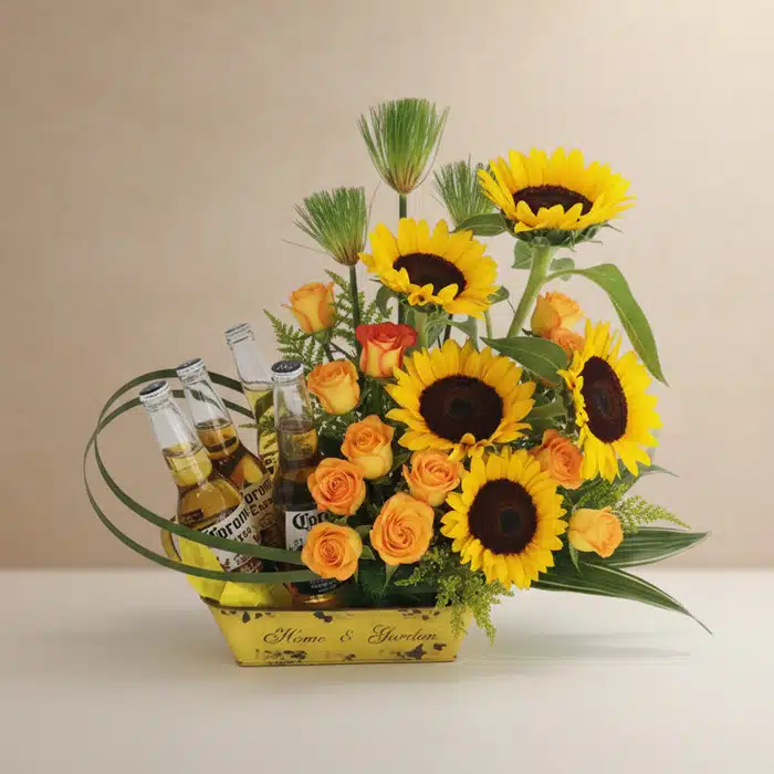 Arreglo con Girasoles y Cervezas Corona GIACOMO