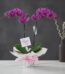 Orquídea Premium de Dos Tallos Deluxe con flores moradas vibrantes y hojas verdes, presentada en una maceta elegante con envo
